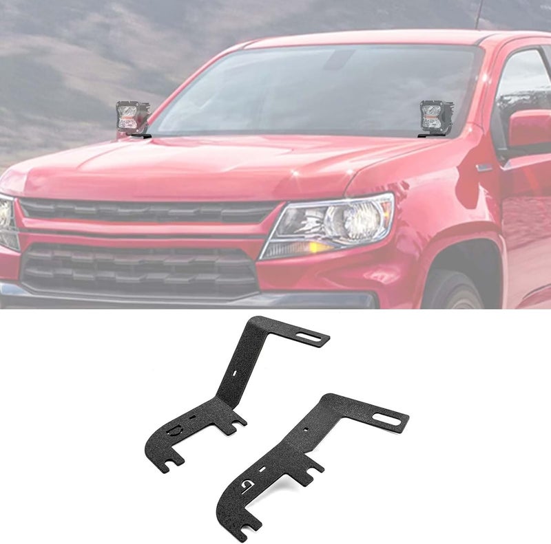 ROMELACK Hood Mount Brackets Ditch Light Pods Bracket Heavy Duty Steel Compatible with Chevrolet Colorado Fit GMC Canyon 2023-2025 - Image 1